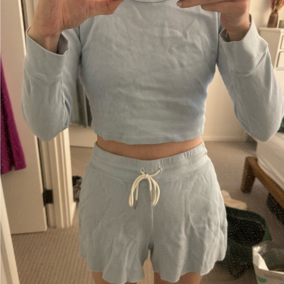 Light blue MATE the label high waisted waffle shorts small - Picture 3 of 3
